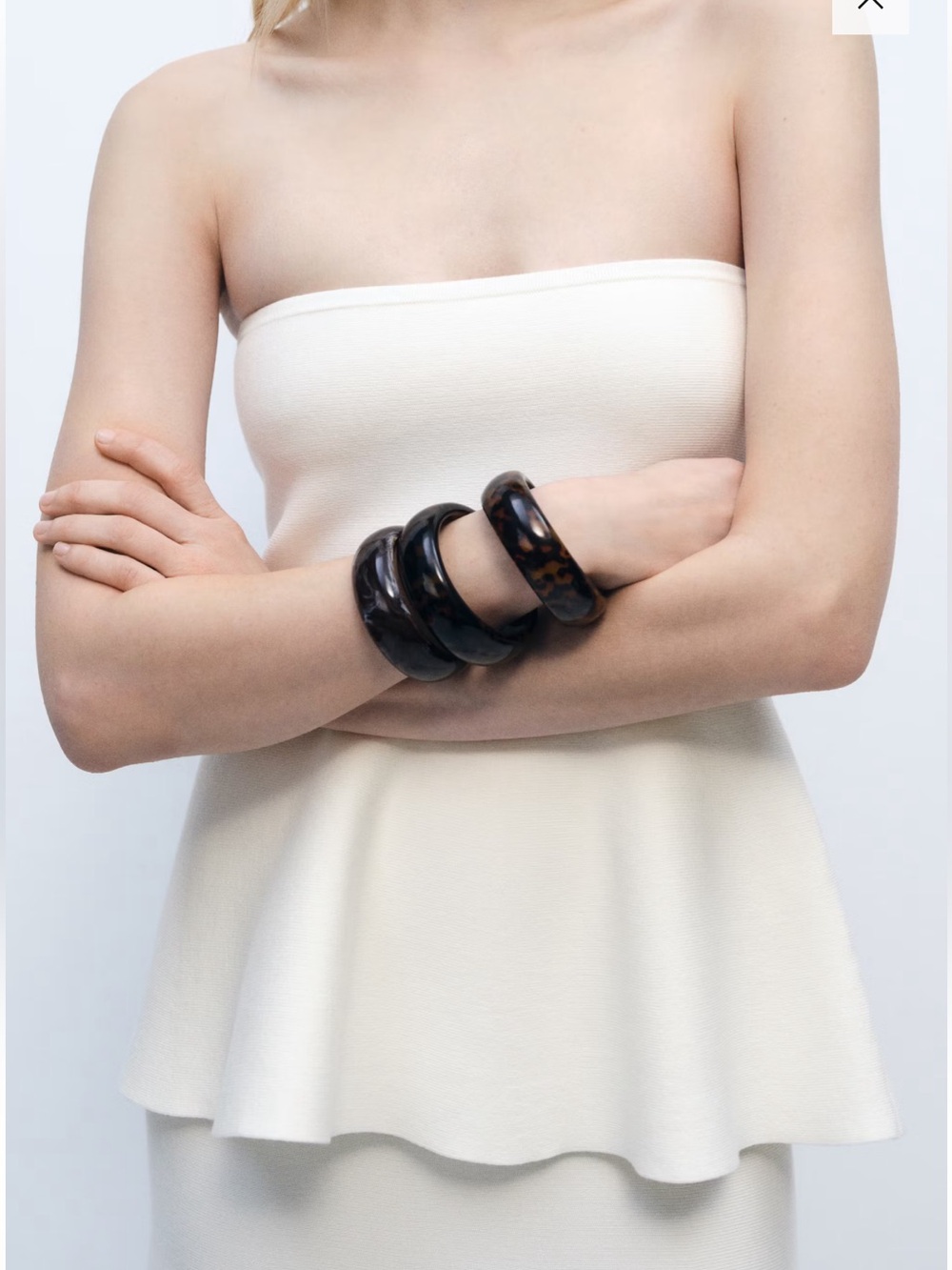 Mango Strapless White Peplum Top Dress